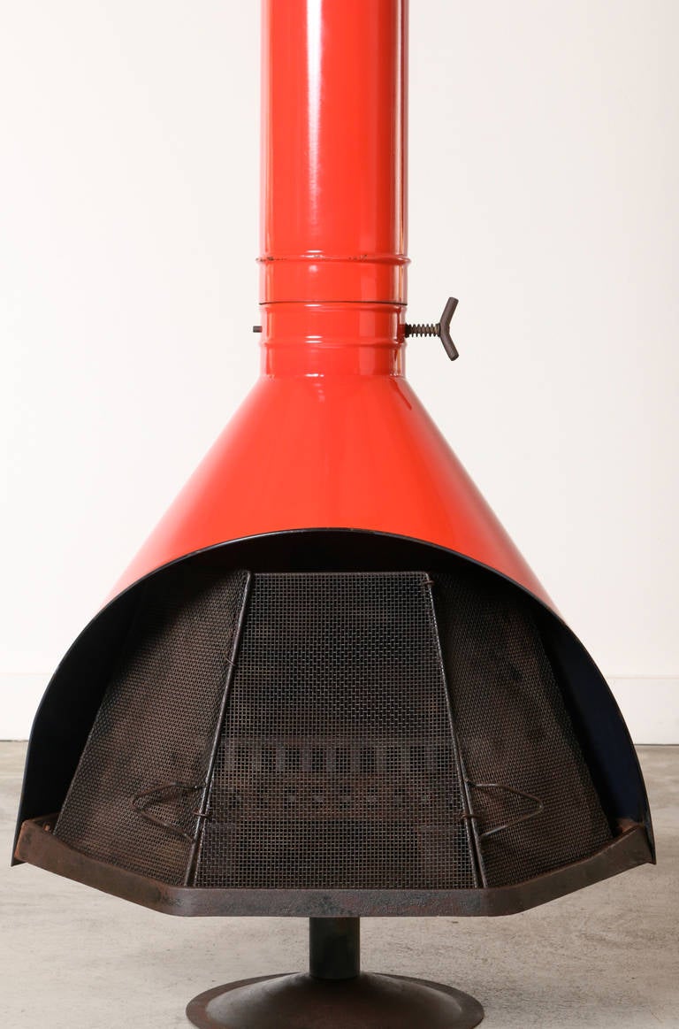 American Red Enamel Freestanding Fireplace