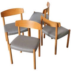 Danish Teak Dining Chairs with Grey Seats, Set of Four