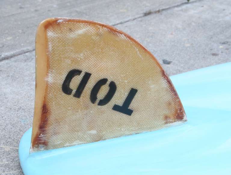 Mid-20th Century Wardy Surfboard with Powder Blue Acid Splash - Laguna CA 1960