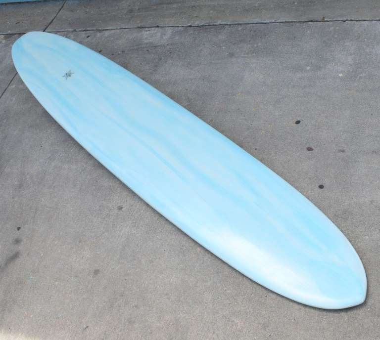 Mid-Century Modern Wardy Surfboard with Powder Blue Acid Splash - Laguna CA 1960