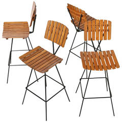 Set of Four Fully Restored Arthur Umanoff Bar Stools for Raymor, 1950s