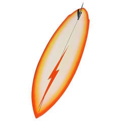 Vintage Orange Terry Martin Shaped George Lopez Lightning Bolt Pintail Surfboard 1970s