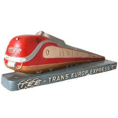 Vintage Trans Europ Express Train Advertising Model, 1957