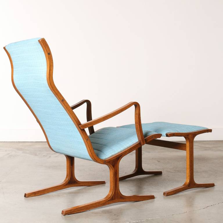 Mid-Century Modern Heron Lounge Chair and Ottoman by Mitsumasa Sugasawa for Tendo Mokko, Japan 1966