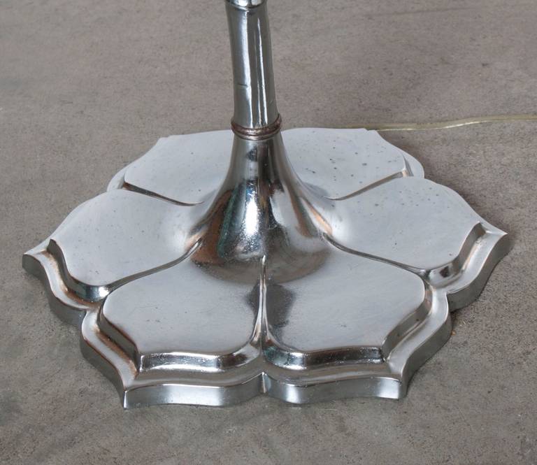 Chrome Bamboo and Lotus Flower Floor Lamp by Tyndale, 1950s 2