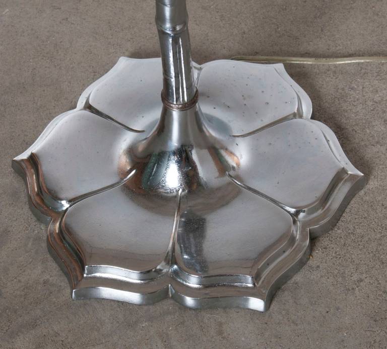 Chrome Bamboo and Lotus Flower Floor Lamp by Tyndale, 1950s 1