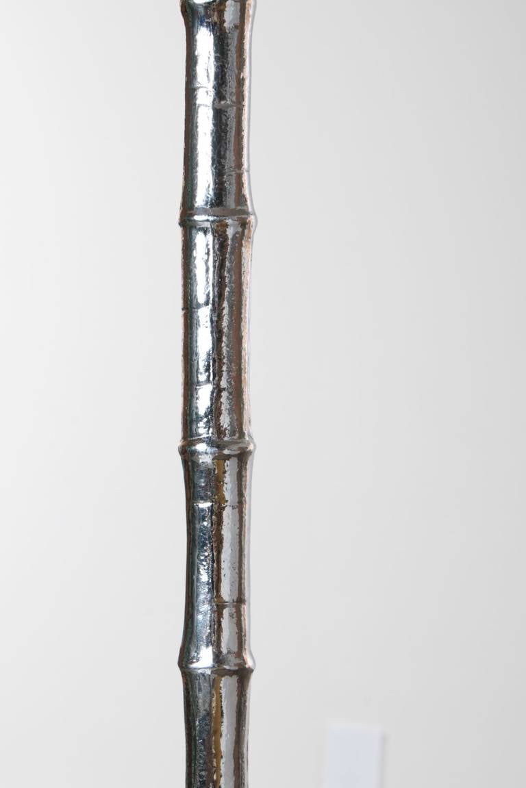 Chrome Bamboo and Lotus Flower Floor Lamp by Tyndale, 1950s In Good Condition In Los Angeles, CA