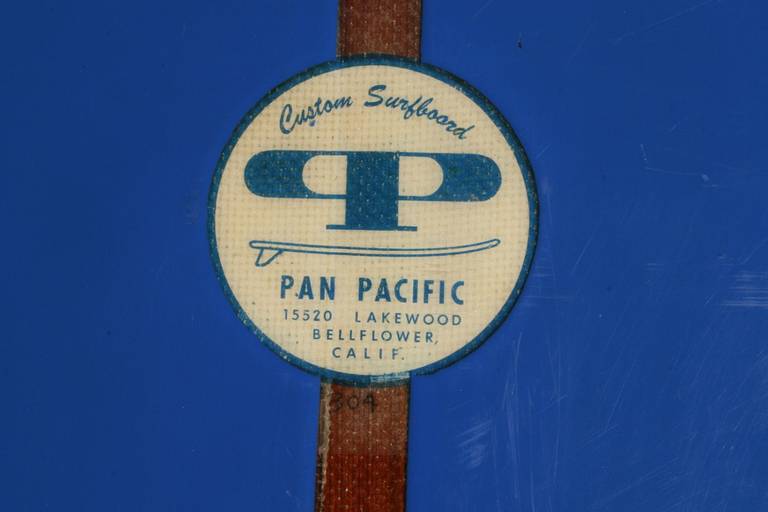 We have never seen a Pan Pacific surfboard before and possibly may never see another. The Bellflower CA company was in business for one year only from 1963-1964.

Because the restoration of this board was done quite a while ago, and with great