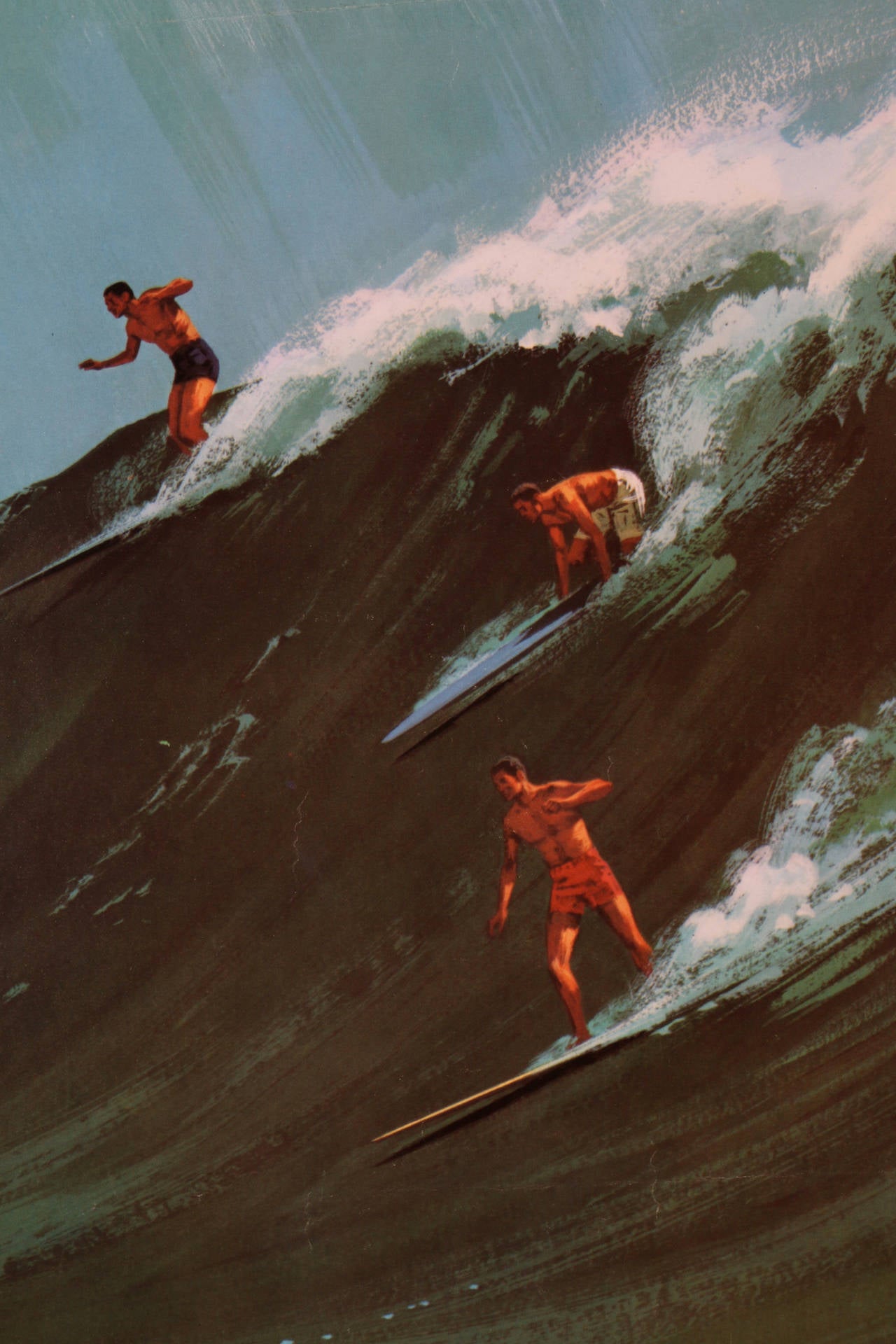 Mid-Century Modern Rare Original Hawaii Surf Poster by Chas Allen, circa 1958