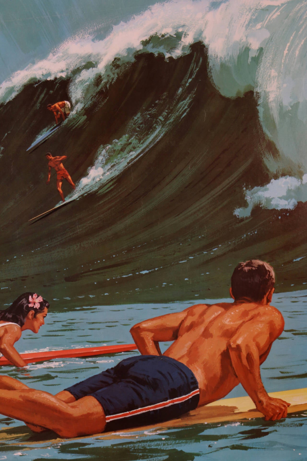 Rare Original Hawaii Surf Poster by Chas Allen, circa 1958 1