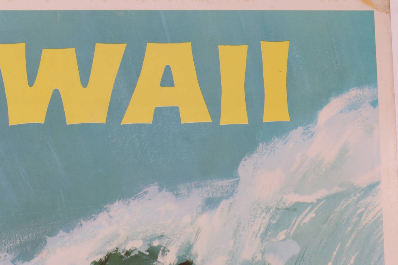 Rare Original Hawaii Surf Poster by Chas Allen, circa 1958 2