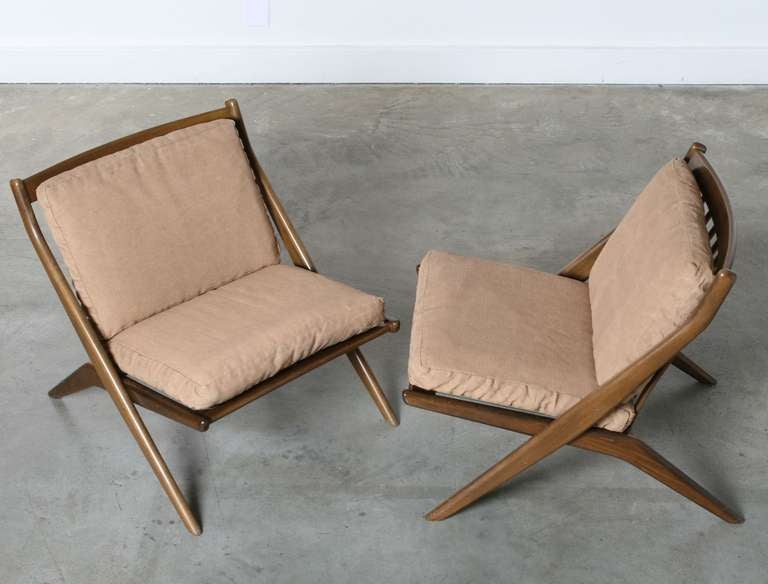 Pair of Scissor Chairs by Folke Ohlsson for Dux Sweden 3