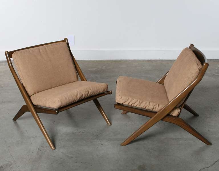 Scandinavian Modern Pair of Scissor Chairs by Folke Ohlsson for Dux Sweden