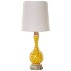 Murano Glass Table Lamp, Yellow, Spiral