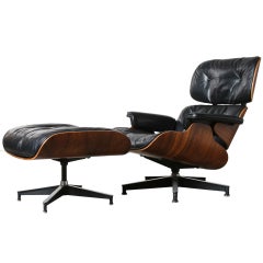 Early Rosewood Lounge and Ottoman Eames, #670, #671