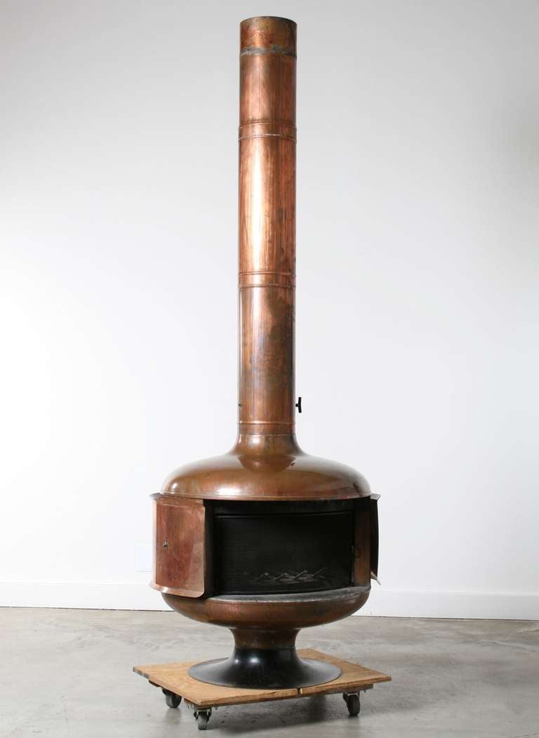1970s Copper Fire Drum 2 Fireplace, Featured in Pasadena Design Eleven
