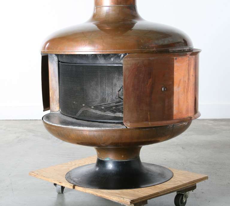 1970s Copper Fire Drum 2 Fireplace, Featured in Pasadena Design Eleven