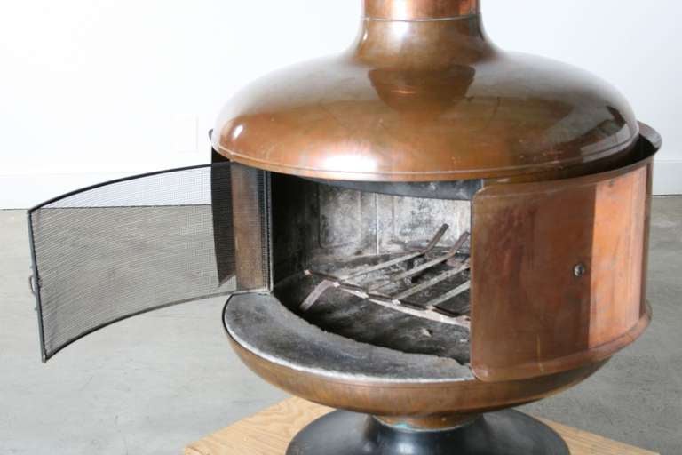 1970s Copper Fire Drum 2 Fireplace, Featured in Pasadena Design Eleven 2