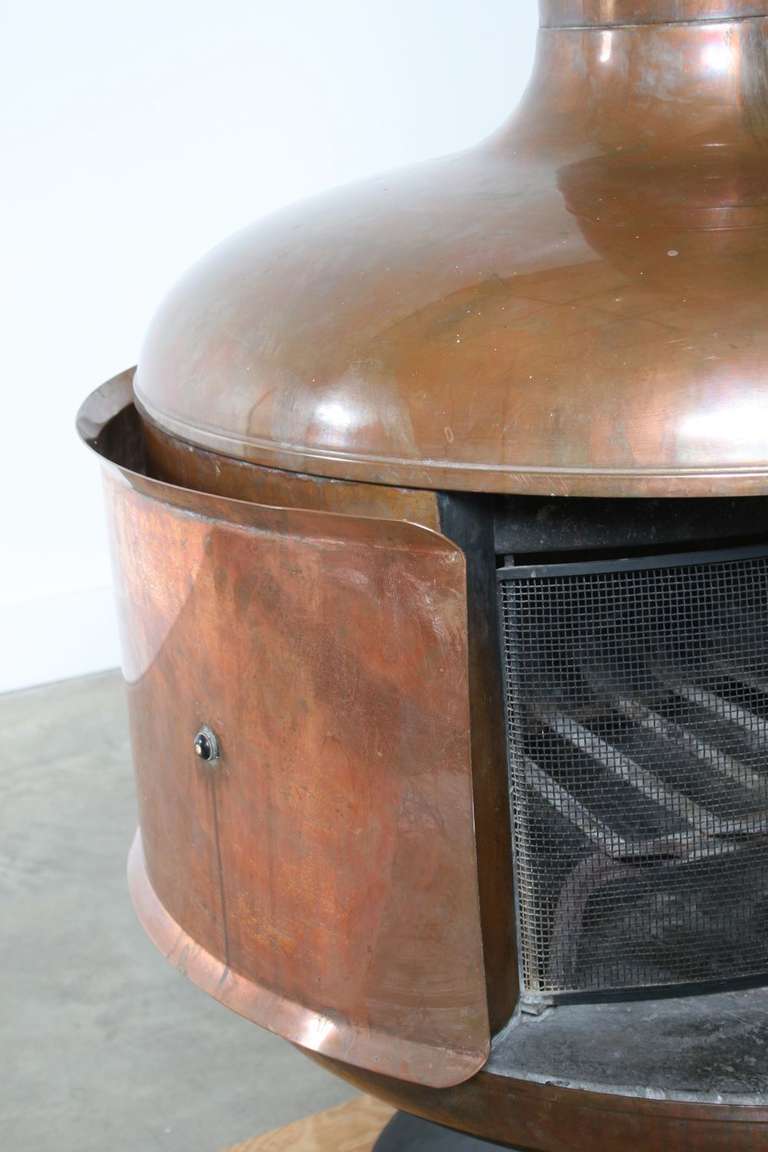 1970s Copper Fire Drum 2 Fireplace, Featured in Pasadena Design Eleven 1