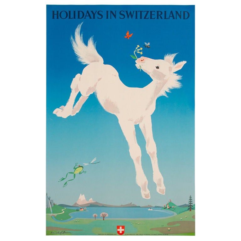"Holidays in Switzerland, " Swiss Advertising Tourism Travel Poster