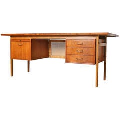 Torben Strandgaard Danish Modern Teak and Cane Partners Desk