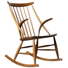 Vintage Danish Rocking Chair by Illum Wikkelso, 1958