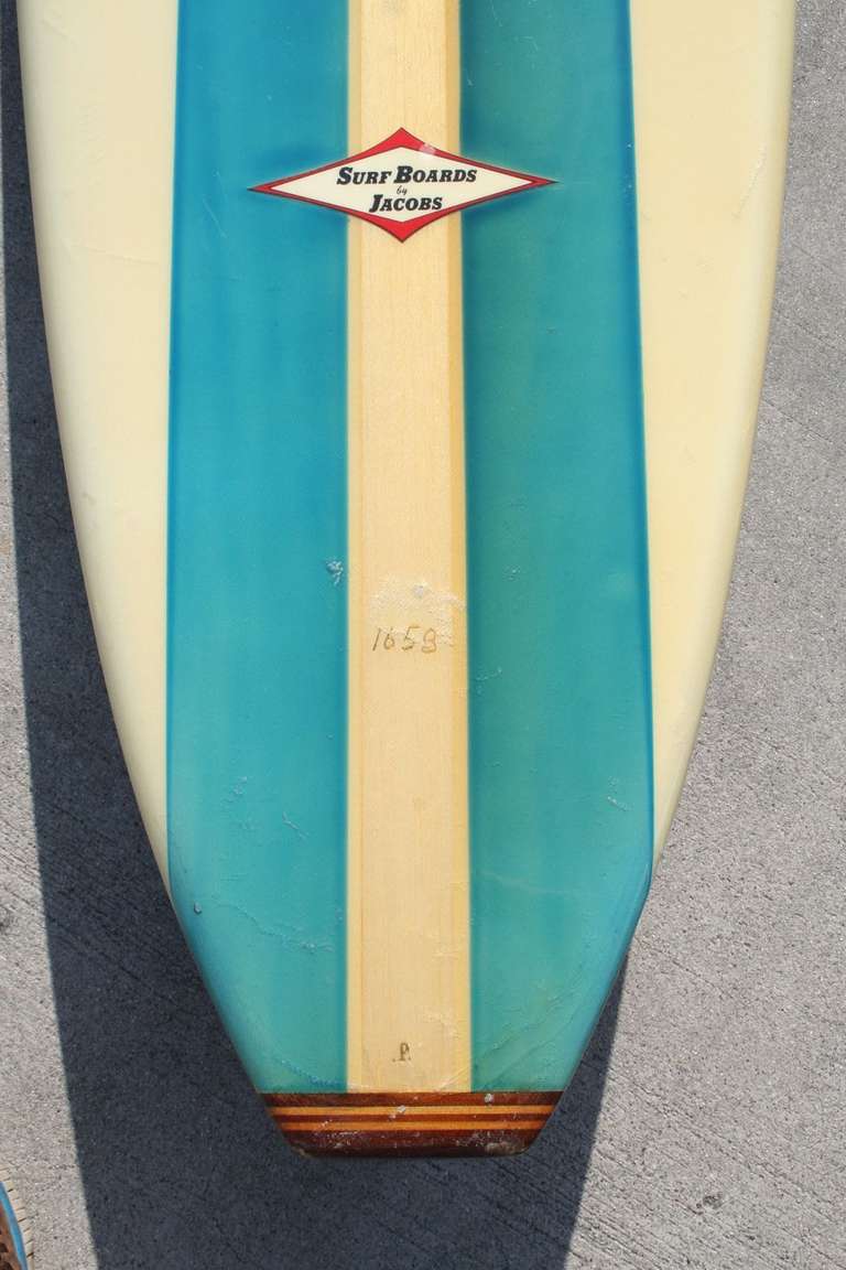 Mid-20th Century All Original Hap Jacobs Surfboard, 1959, Hermosa Beach California