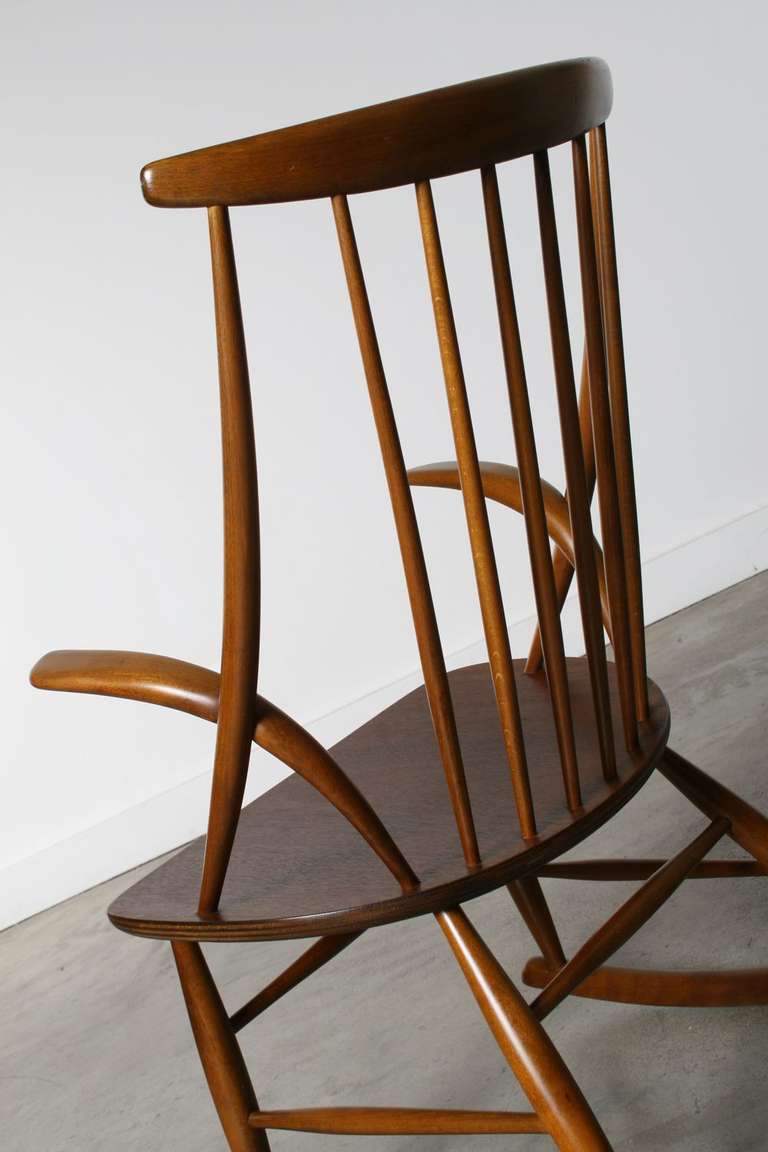 Wood Danish Rocking Chair by Illum Wikkelso, 1958