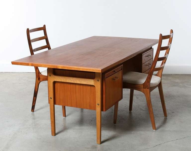 Scandinavian Modern Torben Strandgaard Danish Modern Teak and Cane Partners Desk
