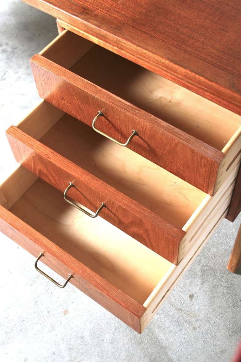Torben Strandgaard Danish Modern Teak and Cane Partners Desk 3