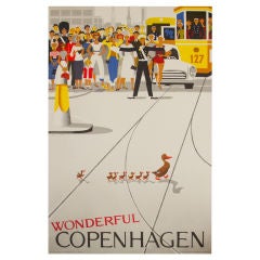 Original Retro Copenhagen Travel Poster 1959