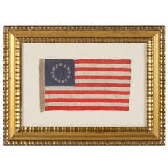 Antique Hand-Sewn 13 Star Silk Flag Made by the Granddaughter of Betsy Ross, 1912