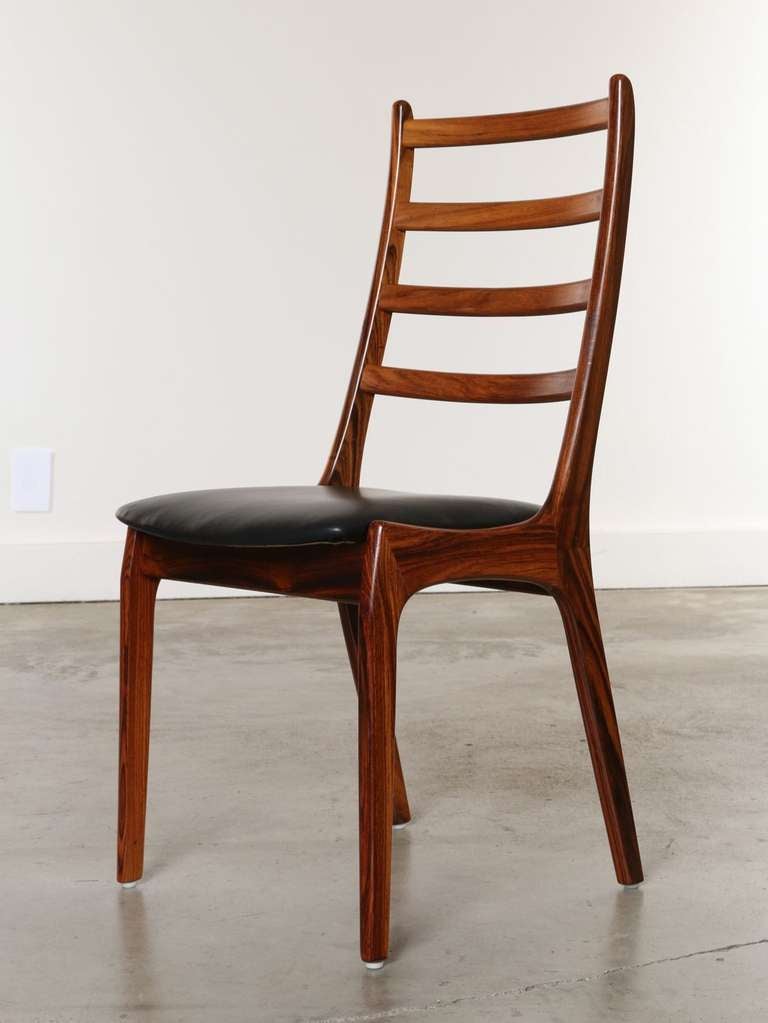 Danish Set of 8 Rosewood & Leather Dining Chairs, Kai Kristiansen, Denmark