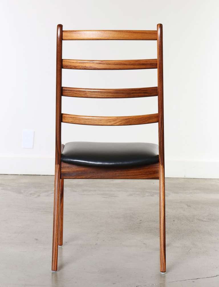 Set of 8 Rosewood & Leather Dining Chairs, Kai Kristiansen, Denmark In Good Condition In Los Angeles, CA