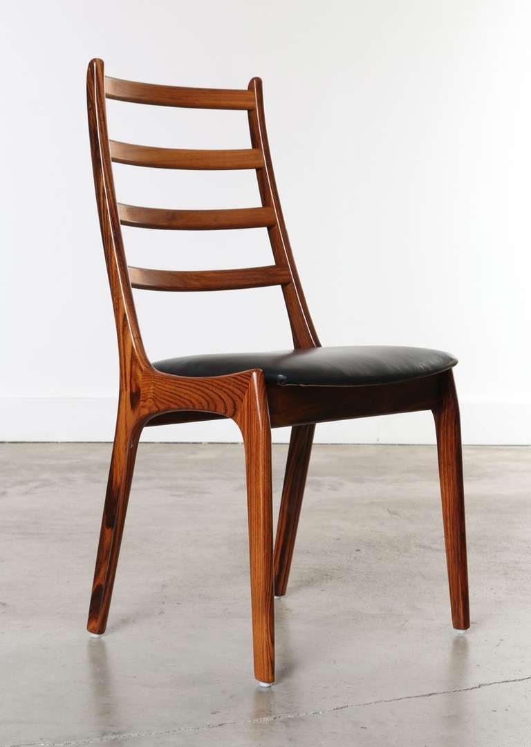 Set of 8 Rosewood & Leather Dining Chairs, Kai Kristiansen, Denmark 1