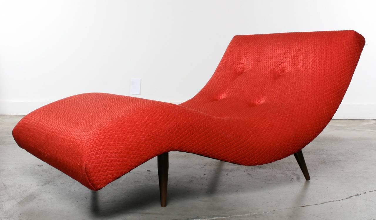 This ultra comfortable chaise longue supports the body as it relaxes.  Sleek lines surrounded with upholstered cushioning gave this chair it's name: The 