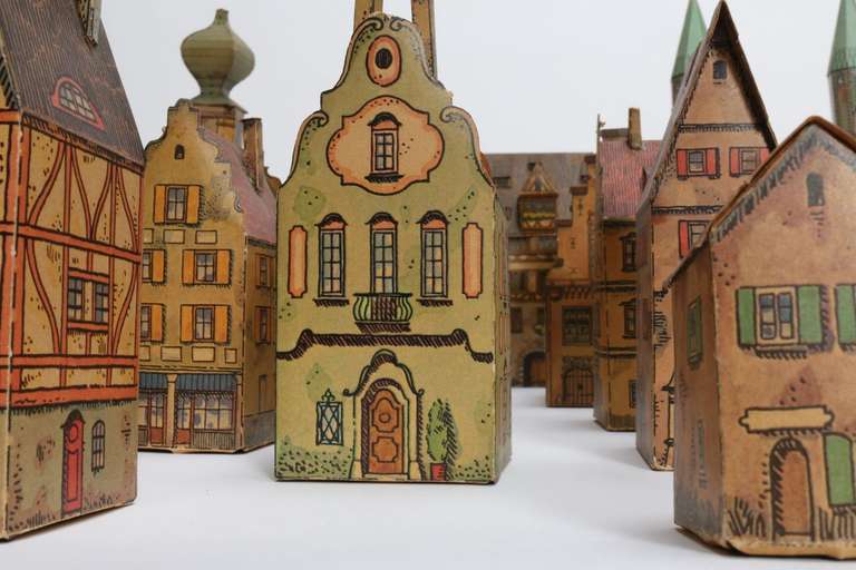 Rare Antique Toy Paper House Village, Lithograph Paper 4