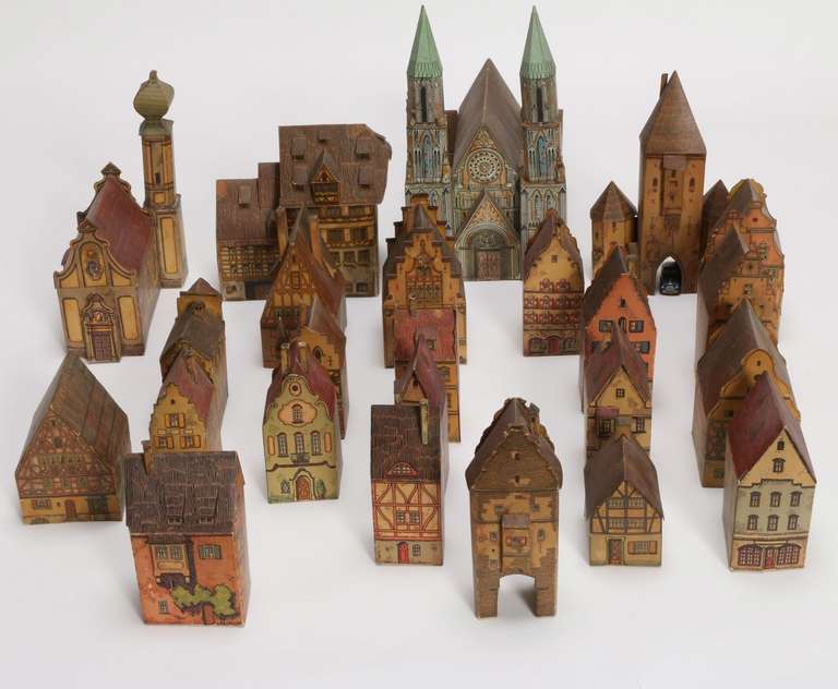 This extremely rare paper village contains 25 paper buildings ranging in size from 6