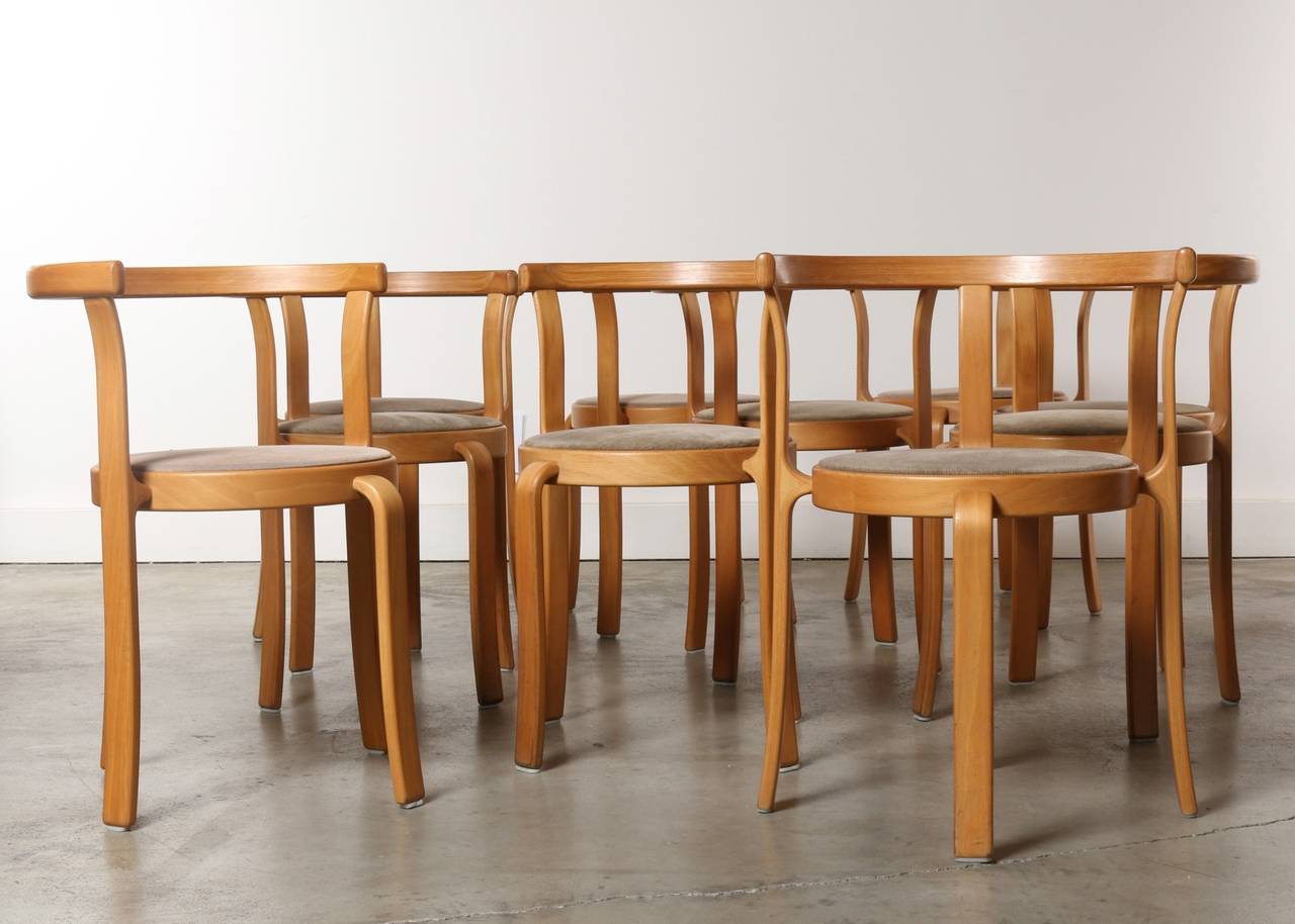 Set of Ten Stacking Birch Dining Chairs by Magnus Olesen, 1960s, Denmark In Good Condition In Los Angeles, CA