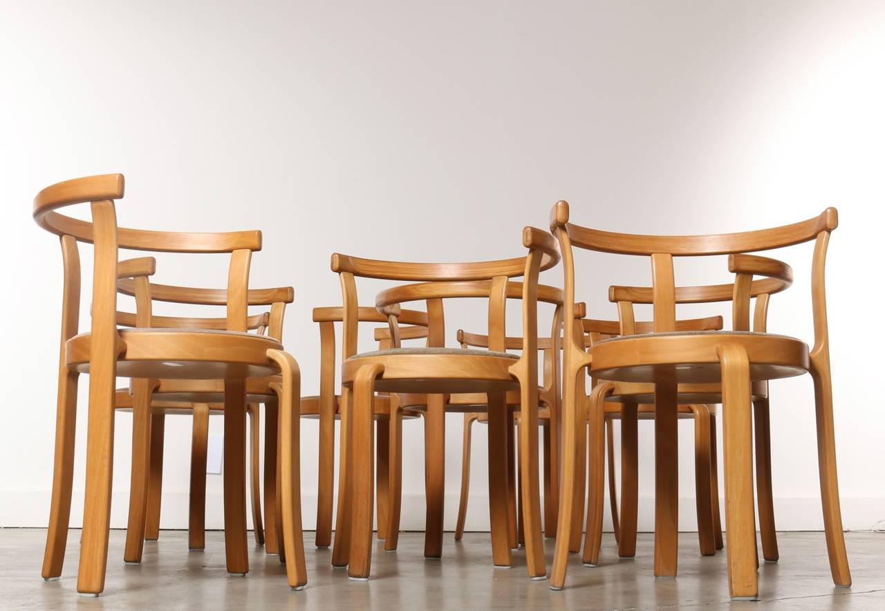 Mid-20th Century Set of Ten Stacking Birch Dining Chairs by Magnus Olesen, 1960s, Denmark