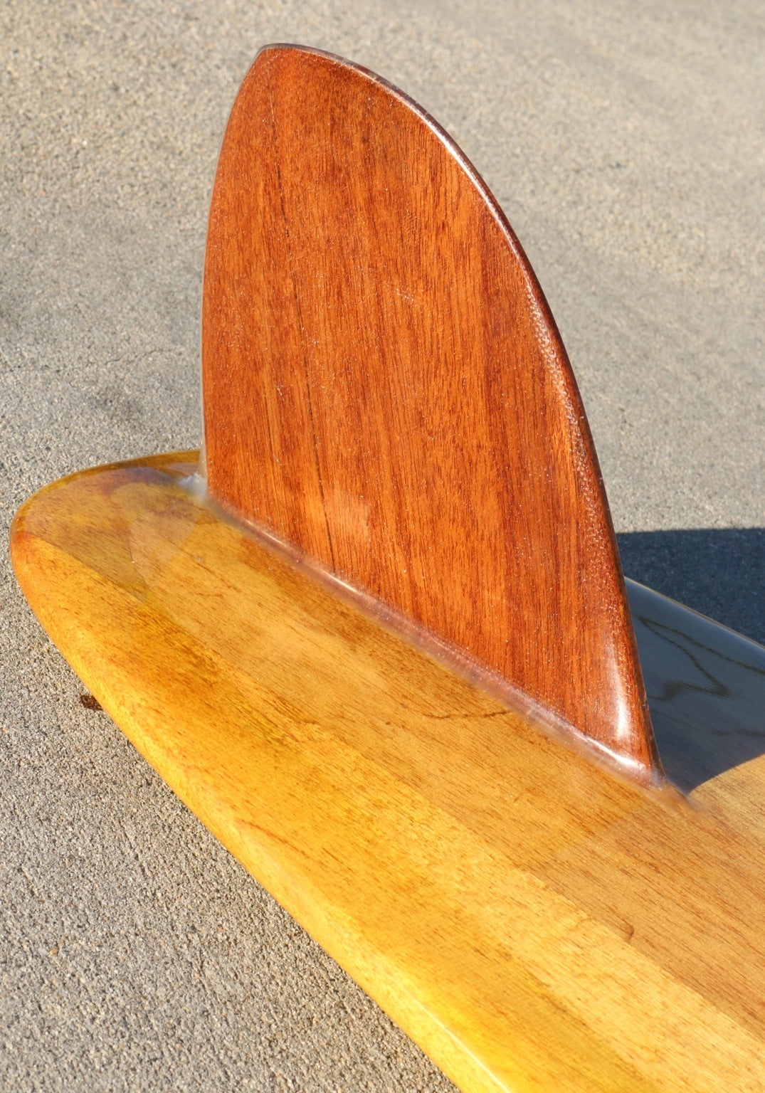 Mid-Century Modern RARE Fully Restored Velzy and Jacobs Balsa Wood Gun Surfboard, Mid-1950s