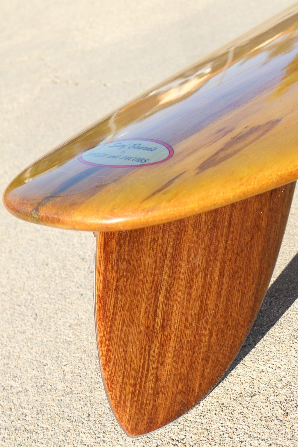 RARE Fully Restored Velzy and Jacobs Balsa Wood Gun Surfboard, Mid-1950s 1