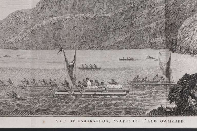 French Provincial John Webber Engraving of Kealekekua Bay, Hawaii From Captain Cook's Third Voyage Atlas, London 1784