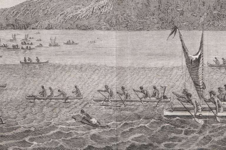 British John Webber Engraving of Kealekekua Bay, Hawaii From Captain Cook's Third Voyage Atlas, London 1784