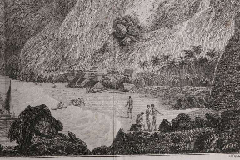 John Webber Engraving of Kealekekua Bay, Hawaii From Captain Cook's Third Voyage Atlas, London 1784 1