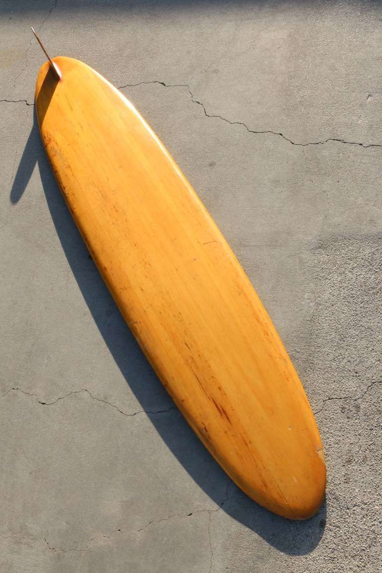 Mid-Century Modern Rare and Important Velzy and Jacobs Balsa Wood Surfboard - Signed, 1956 Venice California