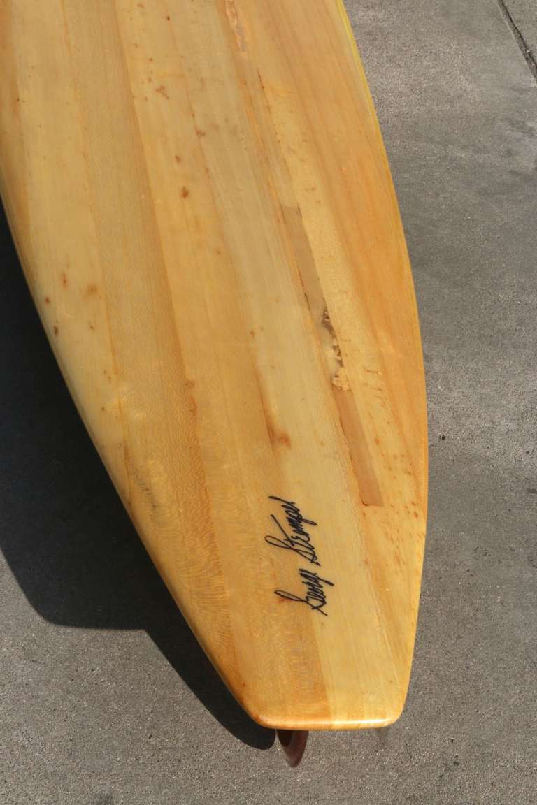 American 1940s Balsa Wood Surfboard by George Strempel, Hawaii, 1952
