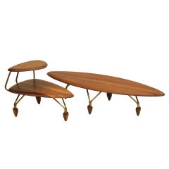 Vintage John Keal for Brown Saltman Surfboard Coffee Table and End Table