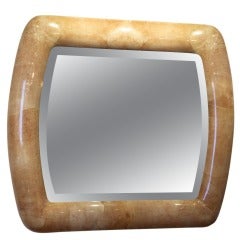 Large Lacquered Goatskin Mirror By Aldo Tura 