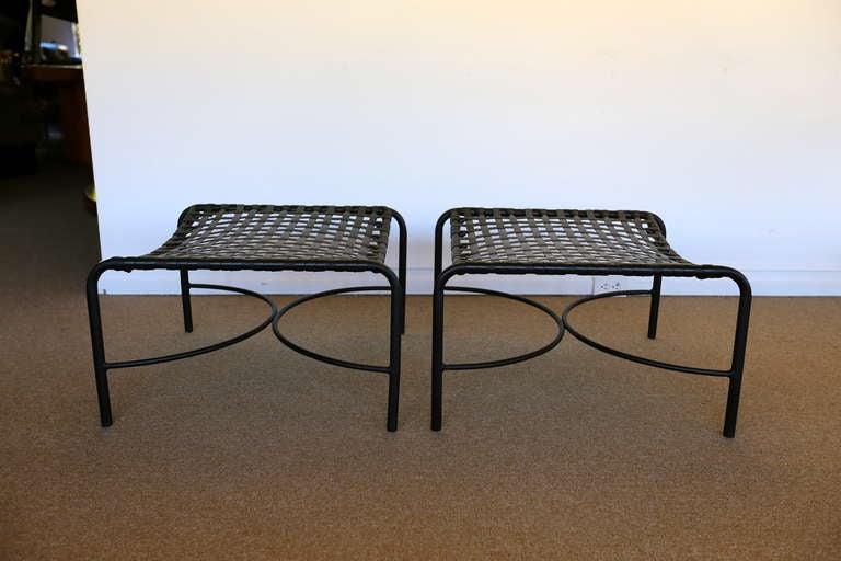 Pair of outdoor vintage Kantan Ottomans/Stools by Tadao Inouye for Brown Jordan